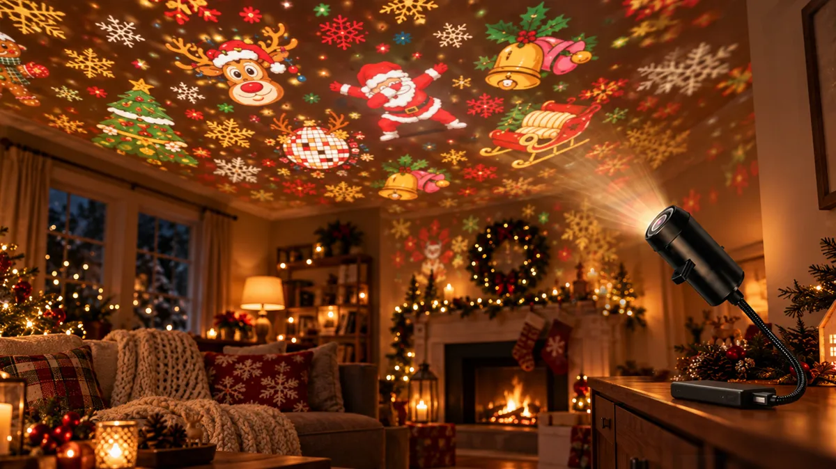 Shirem ChristmasGlow Projector creating a festive Christmas atmosphere